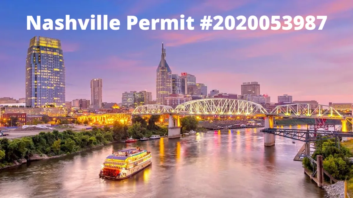 A stunning view of the Nashville skyline at sunset, featuring a riverboat, bridges, and the city’s illuminated buildings. The image captures the energy and romance of downtown Nashville as daylight fades.